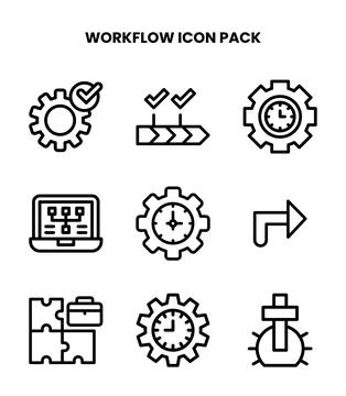 Workflow Line Scalable Icons Pack Stock Illustration
