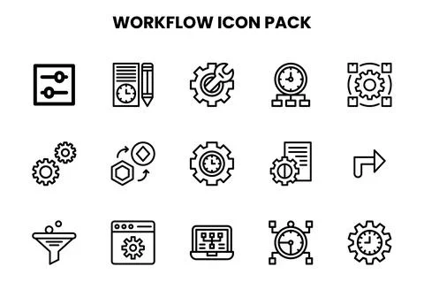 Workflow Line Scalable Icons Pack Illustrazione stock