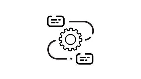 Workflow line settings icon animation isolated on black background Stock Footage 335392367