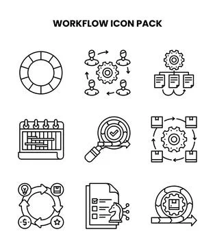 Workflow Line UI Icons Pack 스톡 일러스트