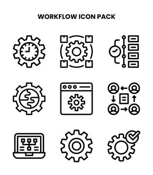 Workflow Line Vector Icons Pack Stock Illustration