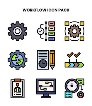 Workflow Lineal Color Set Icons Pack Stock Illustration