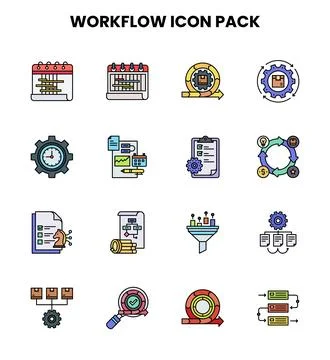 Workflow Lineal Color Set Icons Pack Stock Illustration