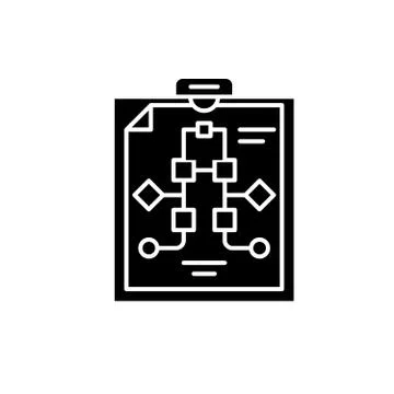 Workflow management black icon, vector sign on isolated background. Workflow 스톡 일러스트