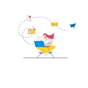 Workflow management business concept. Web page template. Outline vector Style 스톡 일러스트