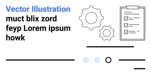 Workflow Management Concept with Gear Shapes and Checklist on Clipboard Stock Illustration
