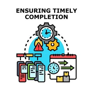 Workflow management ensuring project completion and timely delivery Stock Illustration