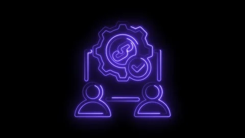Workflow management glowing neon animation showing teamwork collaboration a.. Video stock 346002341