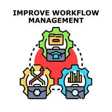 Workflow management improvement concept creating efficient business processes Illustrazione stock