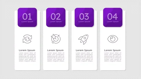 Workflow management infographic 4 steps template animation Stock Footage 335745532