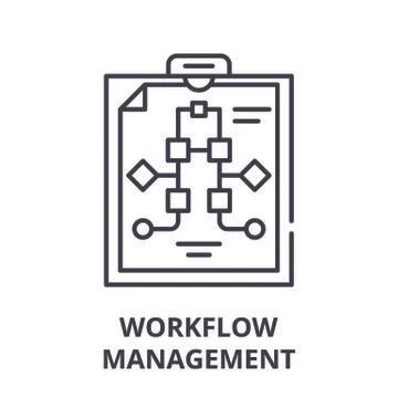 Workflow management line icon concept. Workflow management vector linear Illustrazione stock