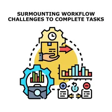 Workflow management navigating business challenges completing tasks 스톡 일러스트