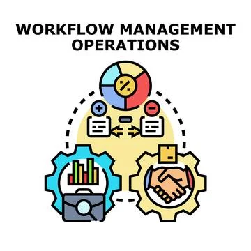 Workflow management operations concept presenting business processes Stock Illustration