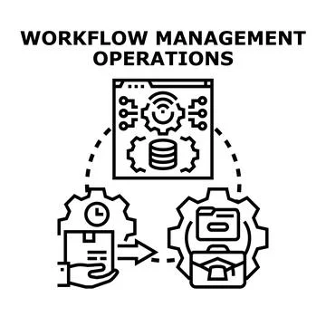 Workflow management operations developing business processes Ilustración de archivo