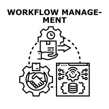 Workflow management optimizing business process and delivery Illustrazione stock