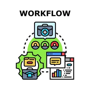 Workflow management planning collaborating business process illustration Stock Illustration