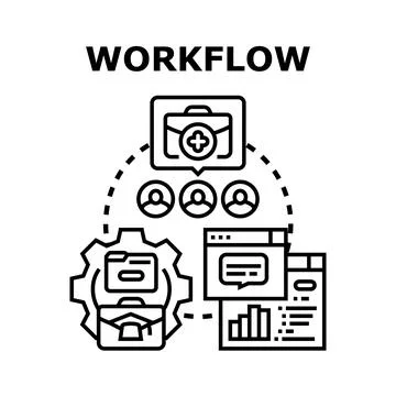 Workflow management planning collaborating business process illustration Stock Illustration