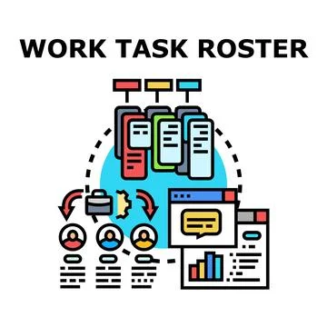 Workflow management planning employees tasks allocation concept Stock Illustration
