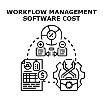 Workflow management software cost business strategy planning Illustrazione stock