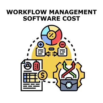 Workflow management software cost business strategy planning Stock Illustration