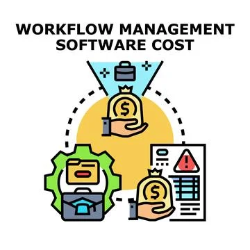 Workflow management software cost optimization calculating expenses Stock Illustration