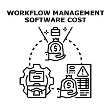 Workflow management software cost optimization calculating expenses Stock Illustration