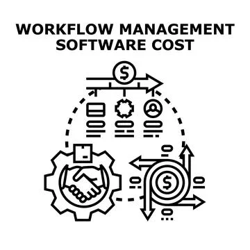 Workflow management software cost vector concept illustration Stockillustratie