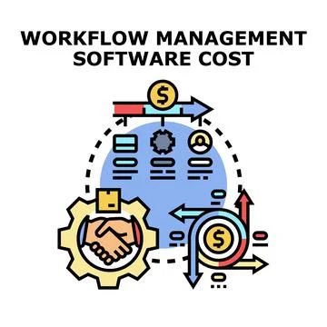 Workflow management software cost vector concept illustration Stock Illustration