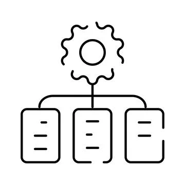 Workflow management system icon organizing data files Stock Illustration