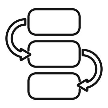 Workflow management system with three stages and circular arrows Stock Illustration
