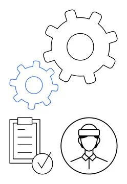 Workflow management, team coordination, process optimization, productivity to Illustrazione stock