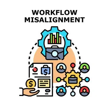 Workflow misalignment causing business process management problems Illustration