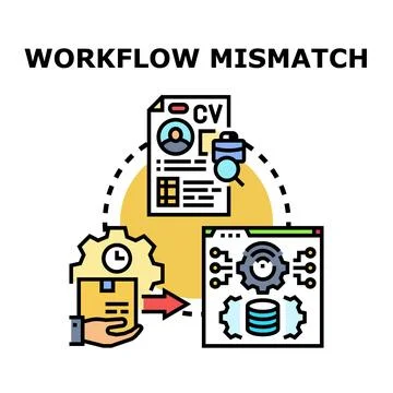 Workflow mismatch concept for inefficient process solution Stock Illustration