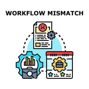 Workflow mismatch creating business process problems Stock Illustration