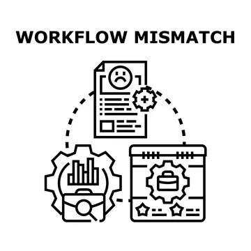 Workflow mismatch creating business process problems Stock Illustration