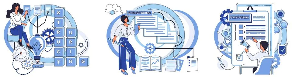 Workflow. Multitasking capabilities enhance overall efficiency workflow Stock Illustration