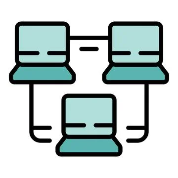 Workflow network icon vector flat Illustrazione stock