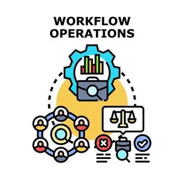 Workflow operations concept with business management analysis Stock Illustration