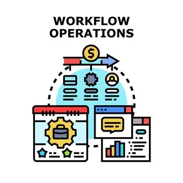 Workflow operations optimizing business process management Illustration