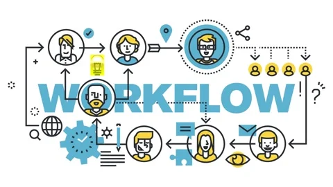 Workflow Optimization and Business Process Management Concept Illustration .. Stock Footage 340282372