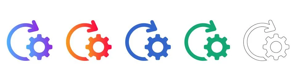 Workflow Optimization and Gear Icons Stock Illustration