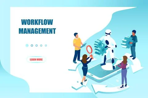Workflow optimization and management in business with assistance of AI concep Stock Illustration