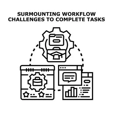 Workflow optimization concept, overcoming challenges to complete tasks Stock Illustration