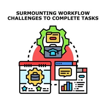 Workflow optimization concept, overcoming challenges to complete tasks Stock Illustration