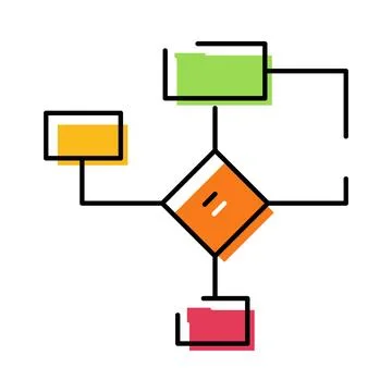 Workflow optimization diagram showing process and decision logic Stock Illustration