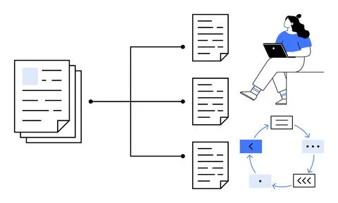 Workflow Optimization with Digital Documents and Remote Collaboration for E.. Illustrazione stock