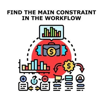 Workflow optimization finding main constraint business process Stock Illustration