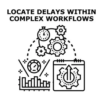 Workflow optimization finding process delays concept Stock Illustration