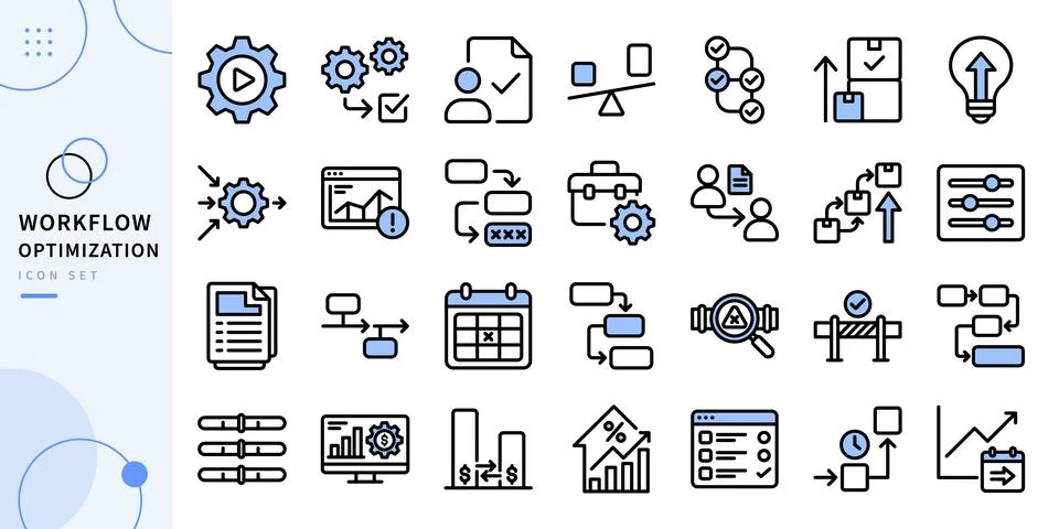 Workflow Optimization Icon Set Vector Business Automation Concept 库存插图