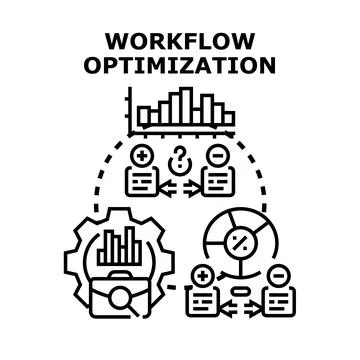 Workflow optimization implementing business process improvement strategy Illustrazione stock
